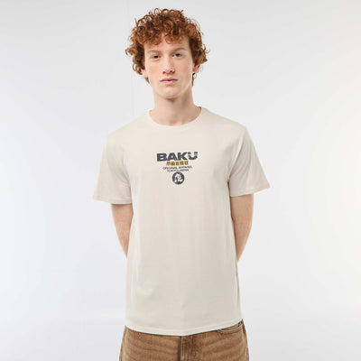 Printed Cotton Crew Neck T-Shirt BEIGE