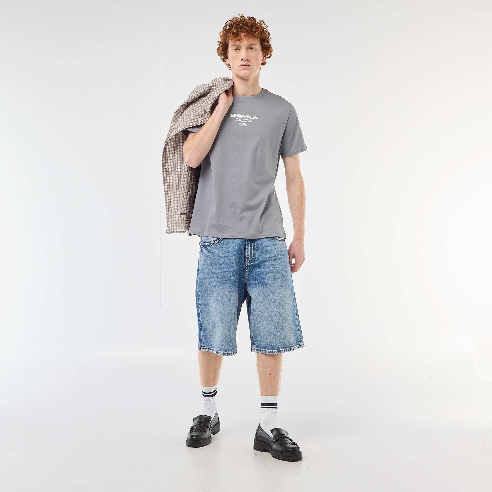 Printed Cotton Crew Neck T-Shirt GREY