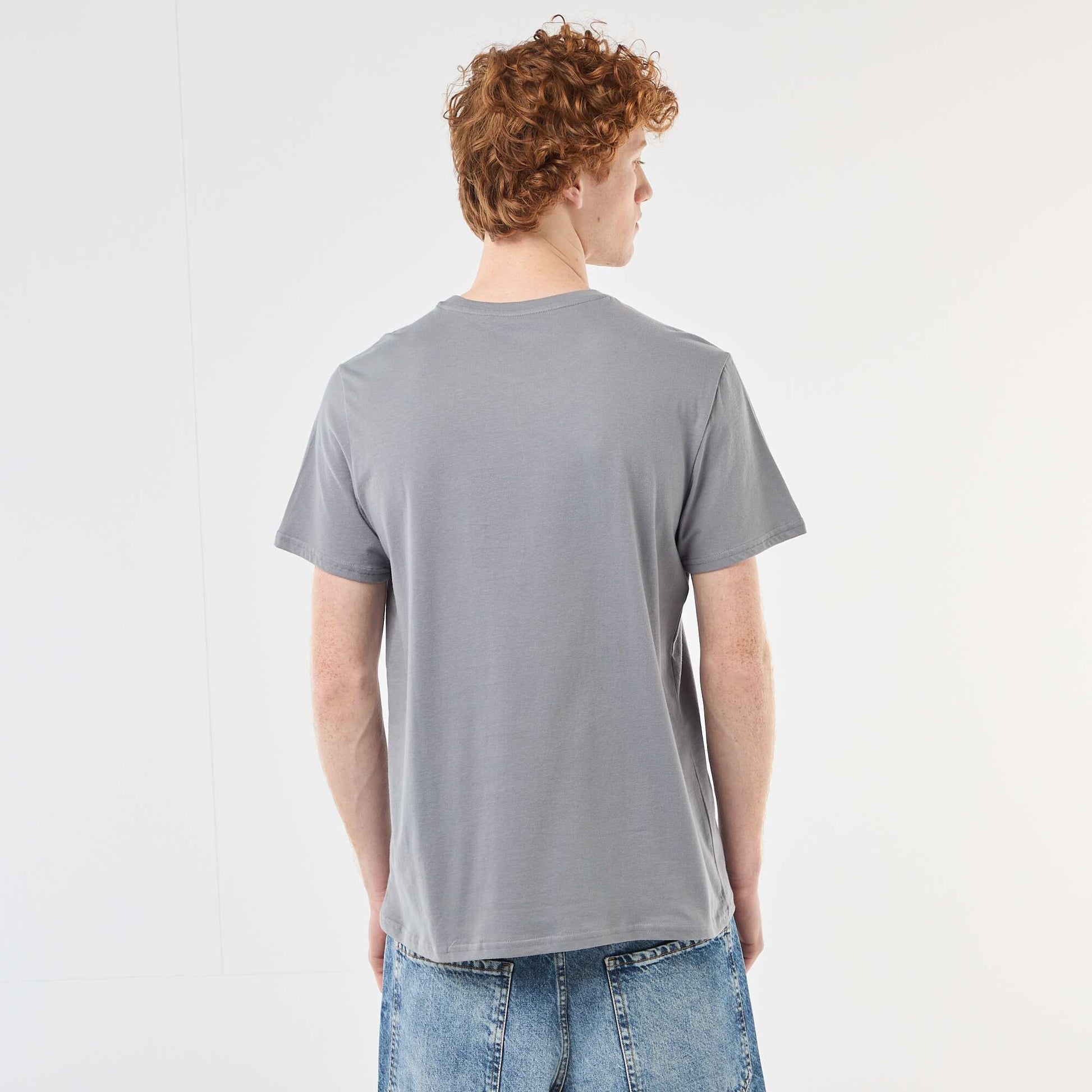 Printed Cotton Crew Neck T-Shirt GREY