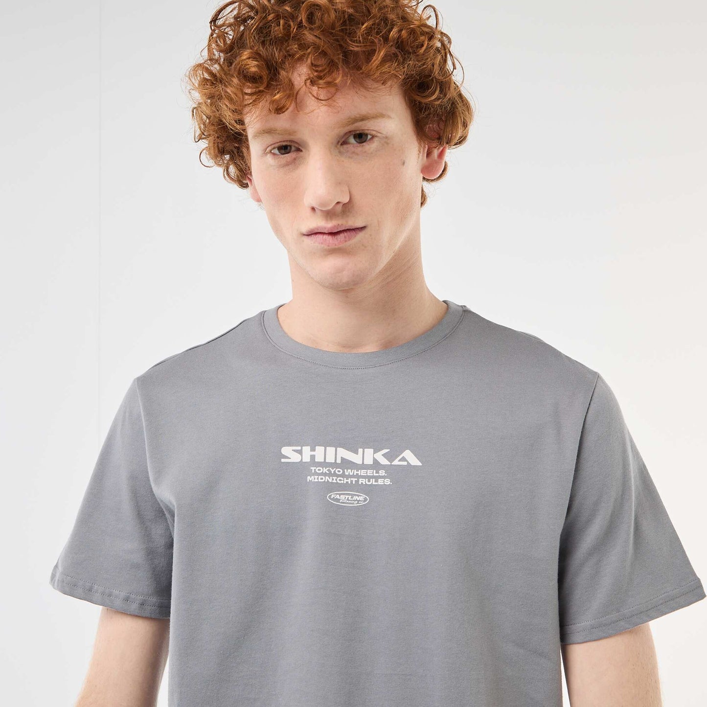 Printed Cotton Crew Neck T-Shirt GREY