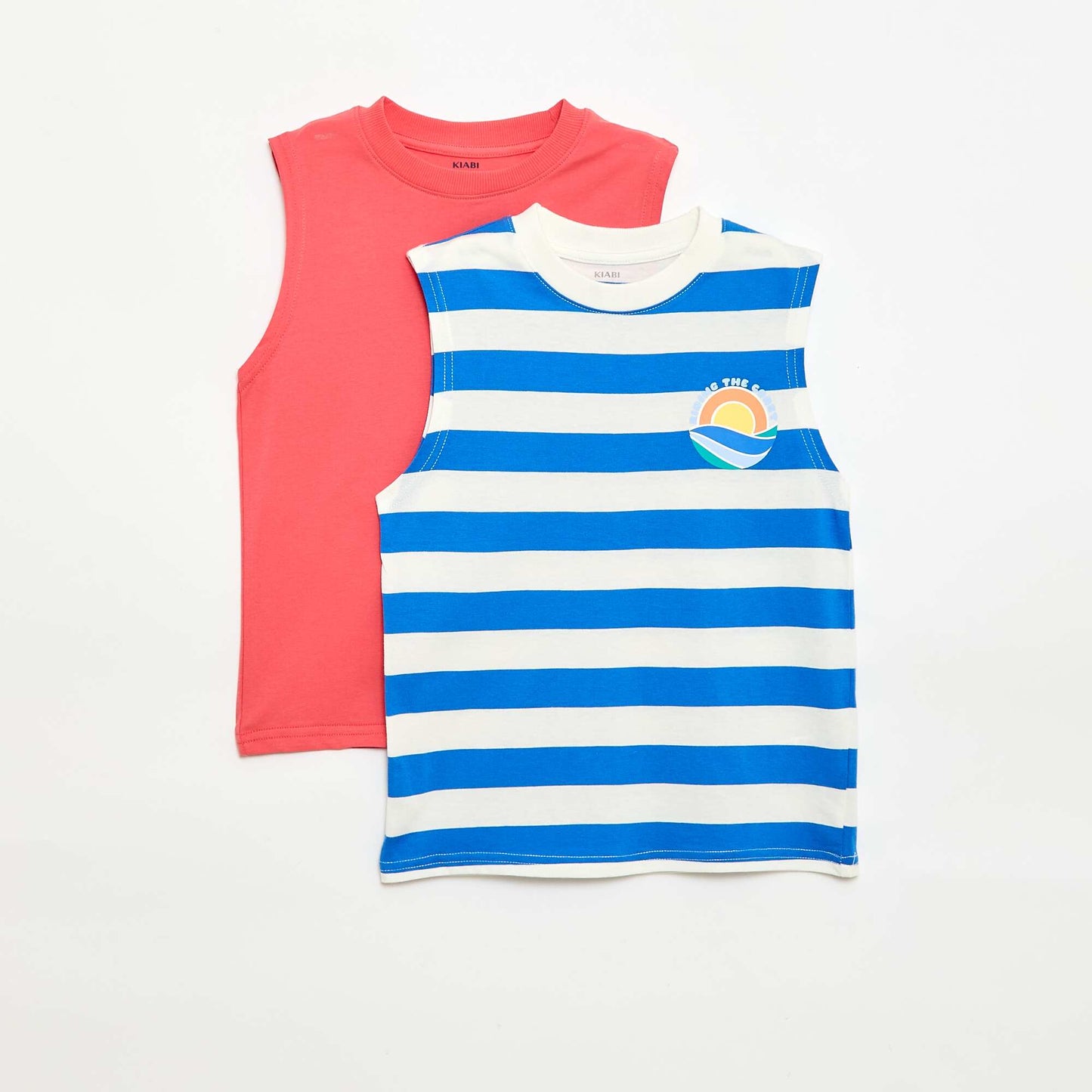Pack of 2 round-neck tank tops BLUE