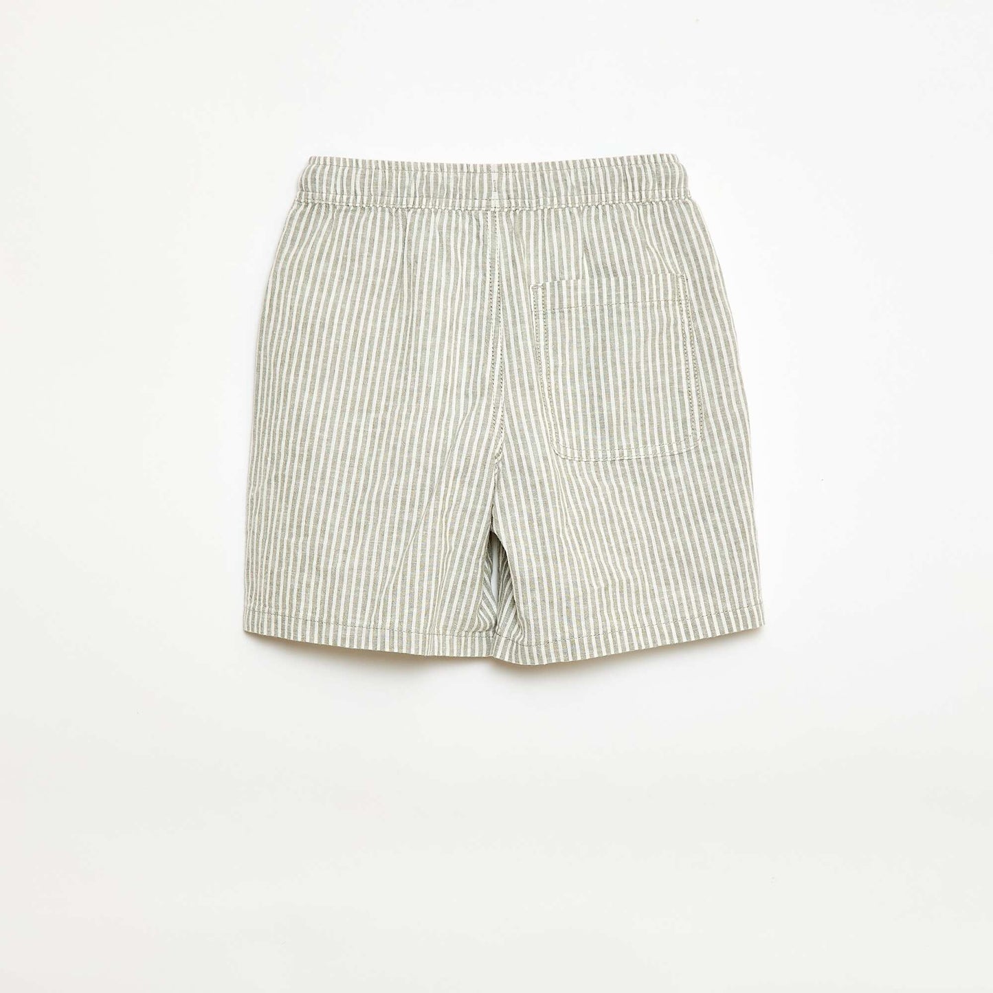 Lightweight Striped Cotton-Linen Shorts KHAKI