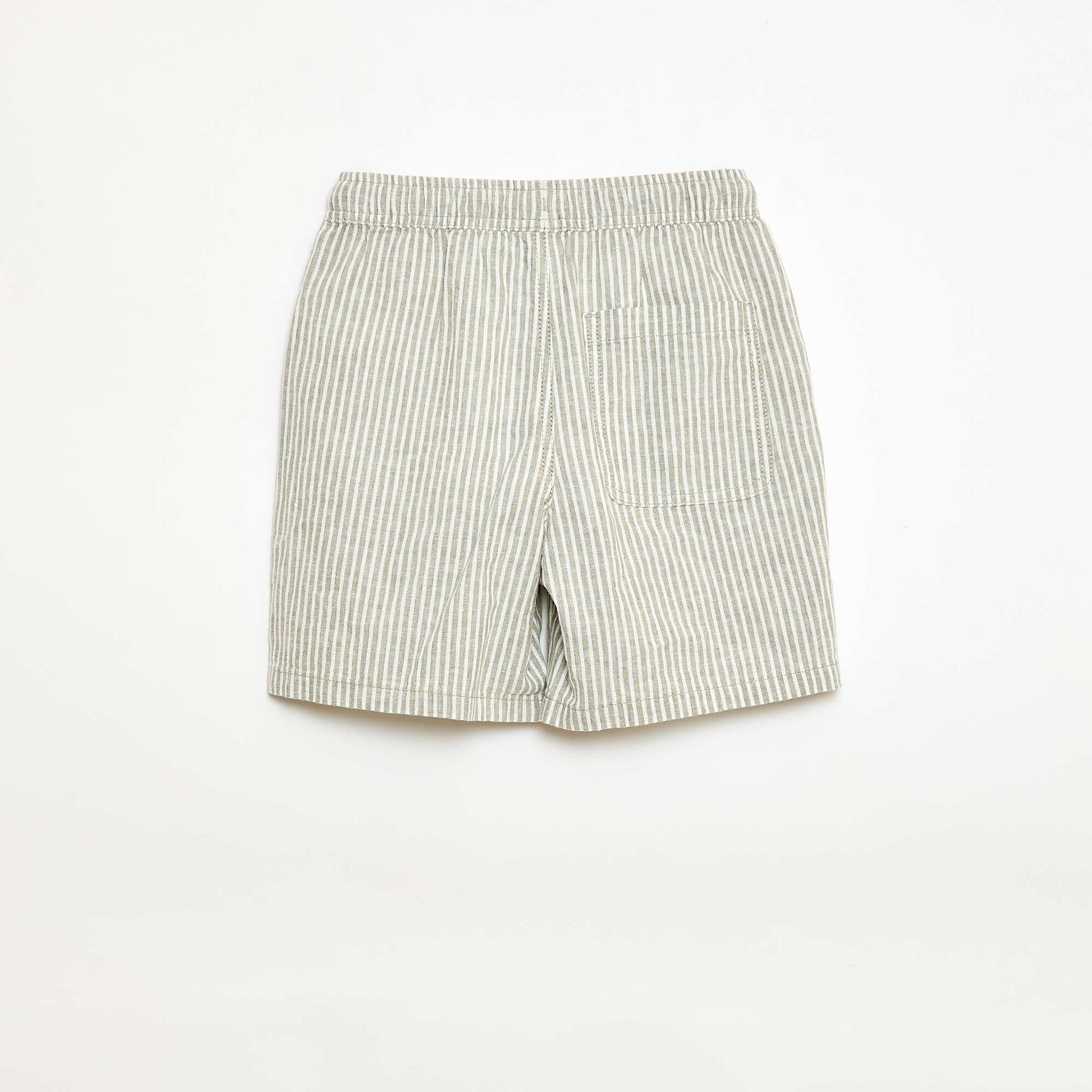 Lightweight Striped Cotton-Linen Shorts KHAKI
