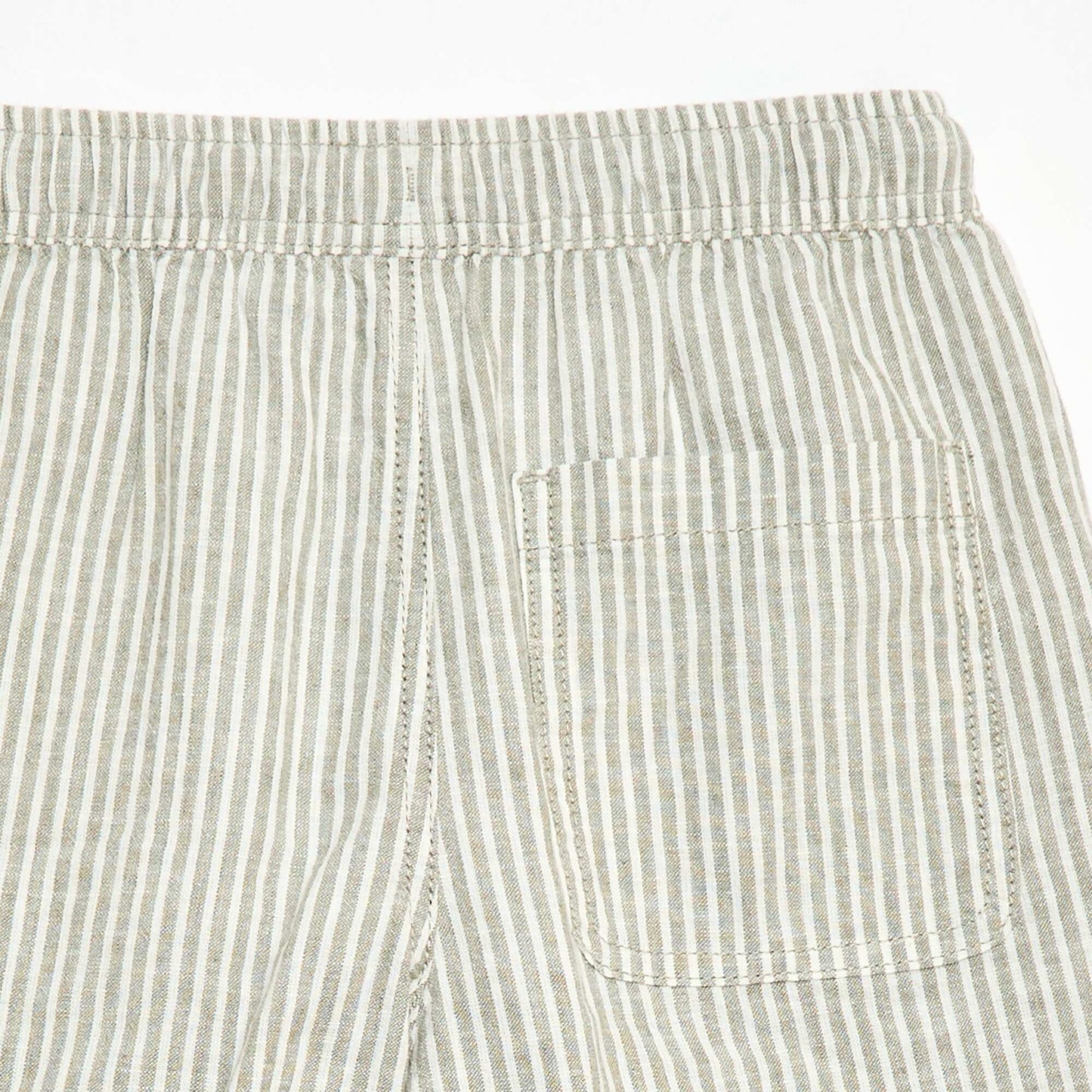 Lightweight Striped Cotton-Linen Shorts KHAKI