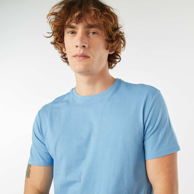 Plain jersey straight T-shirt BLUE
