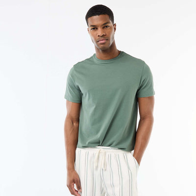 Plain jersey straight T-shirt GREEN