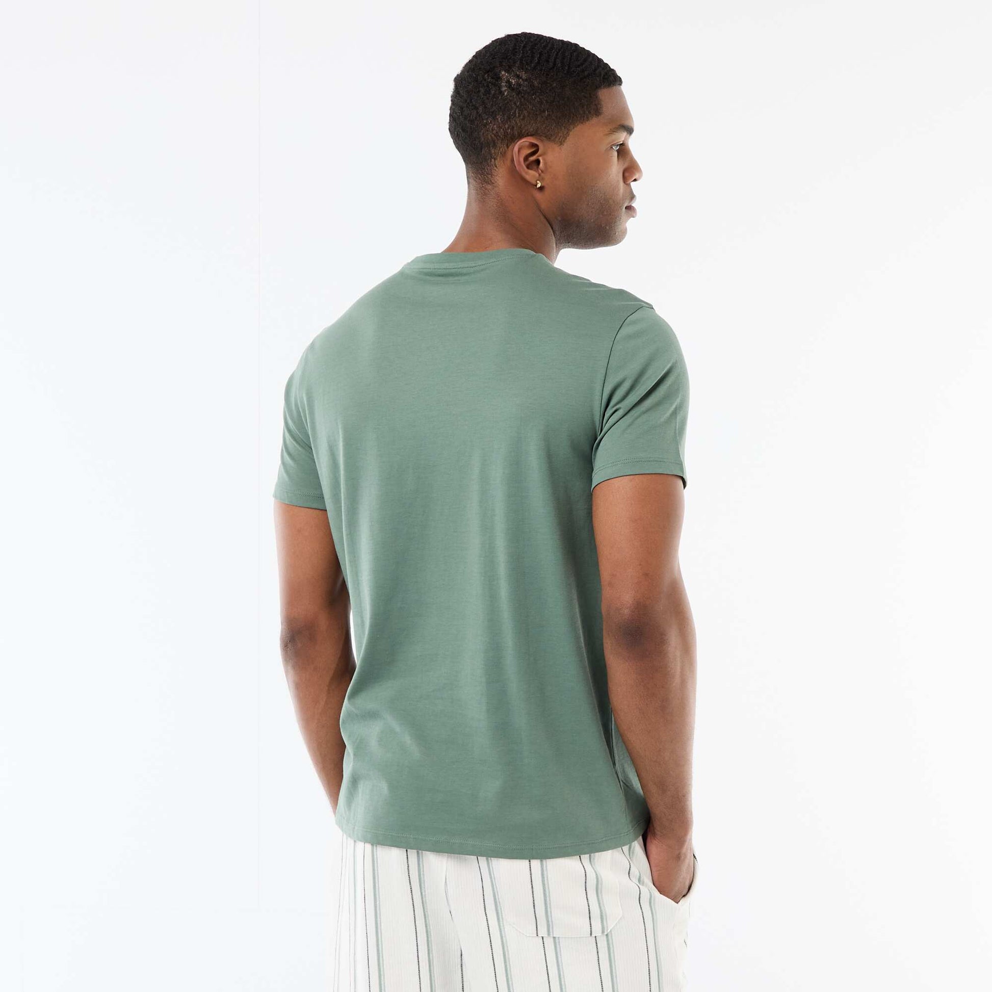 Plain jersey straight T-shirt GREEN