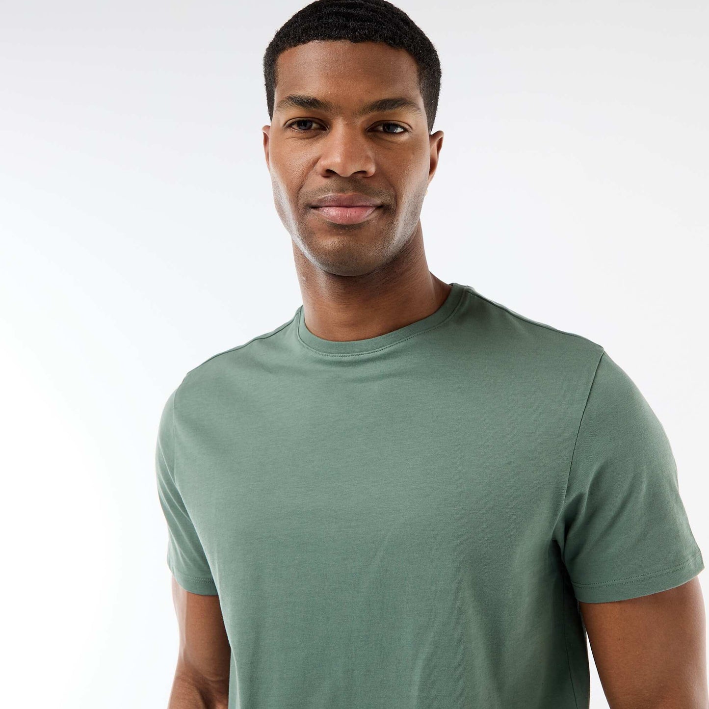 Plain jersey straight T-shirt GREEN