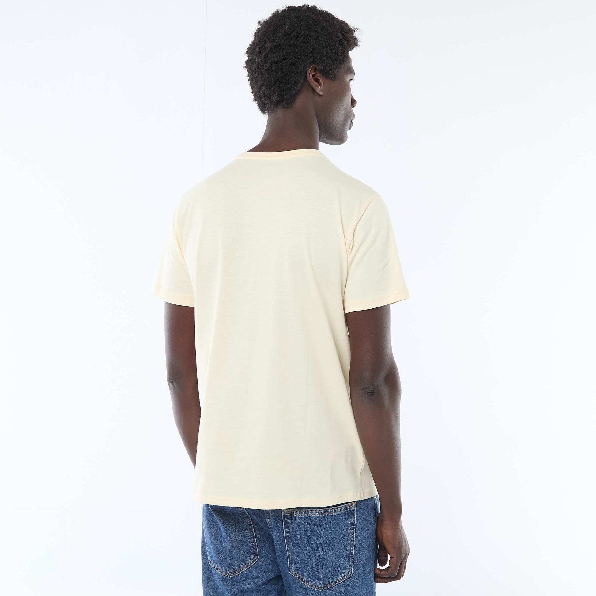 Plain jersey straight T-shirt YELLOW