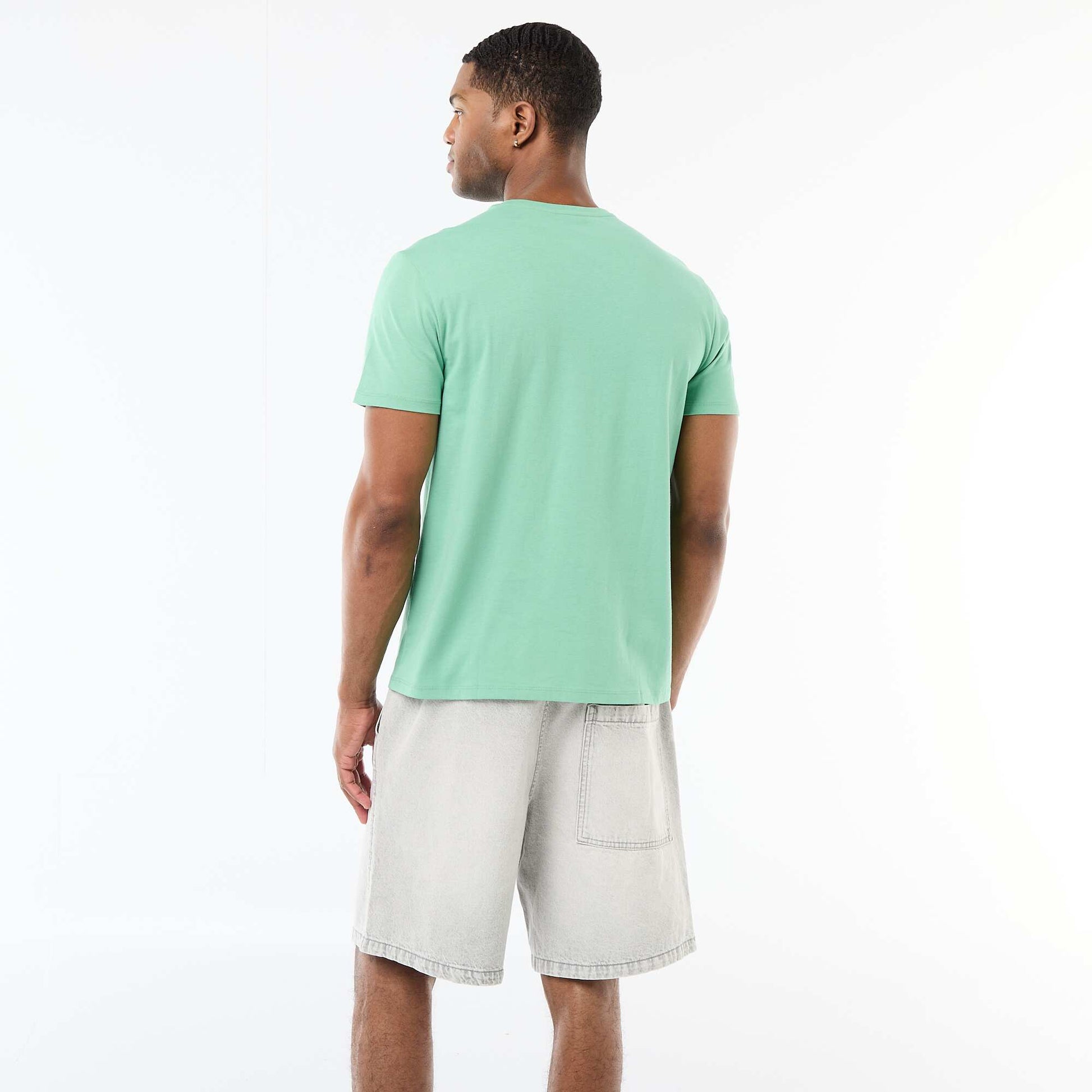 Plain jersey straight T-shirt GREEN