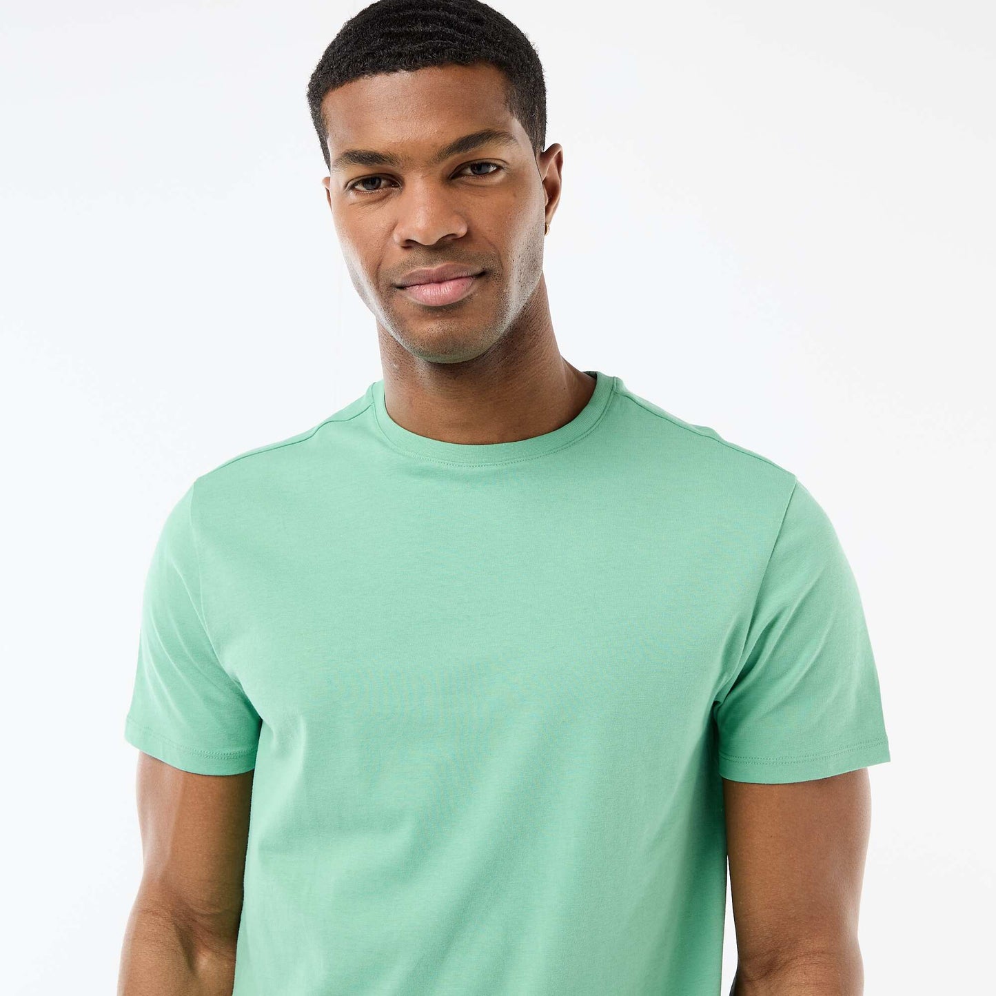 Plain jersey straight T-shirt GREEN