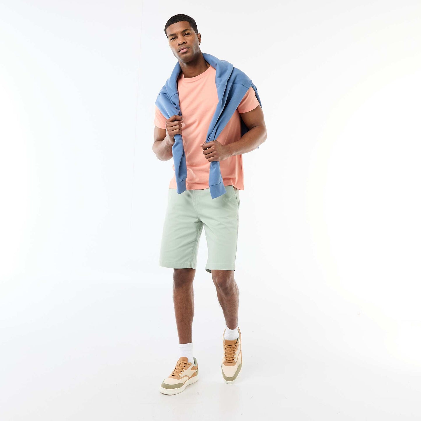 Plain jersey straight T-shirt ORANGE