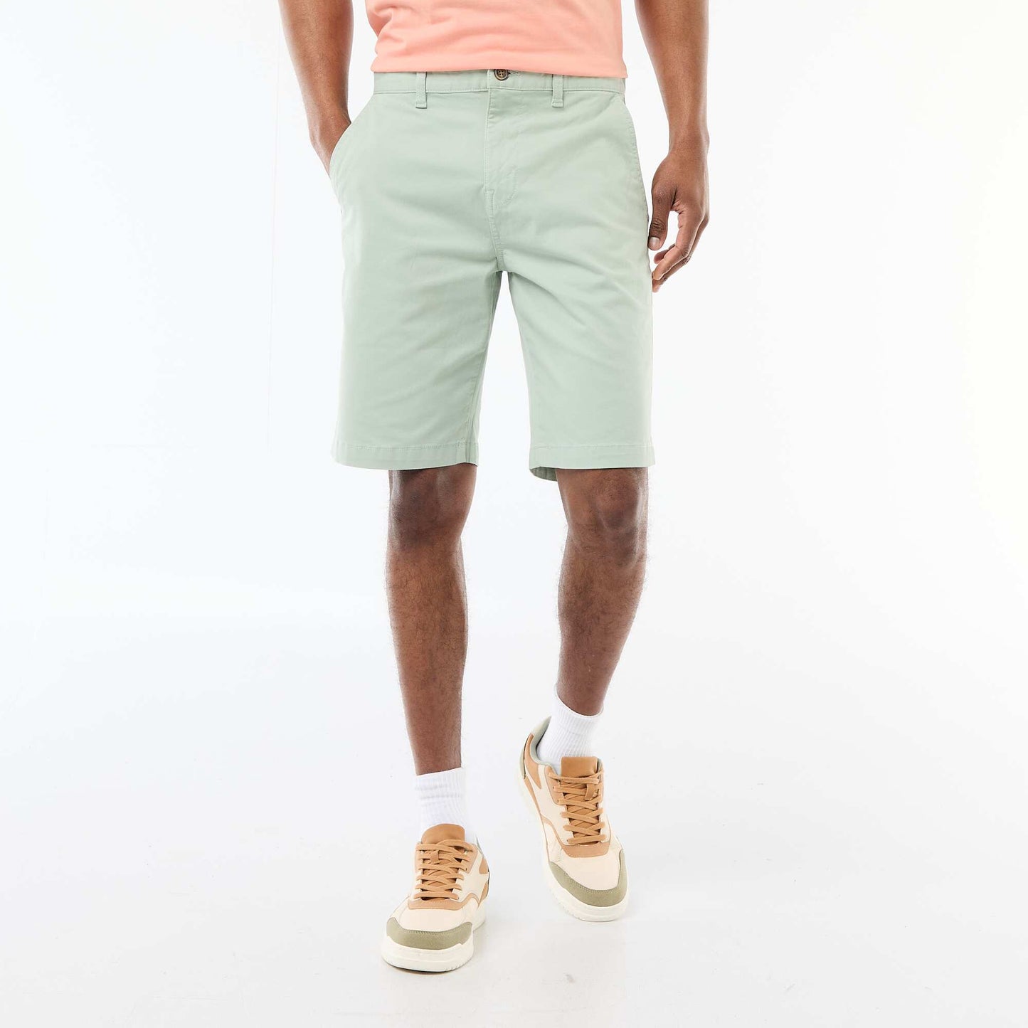 Plain jersey straight T-shirt ORANGE
