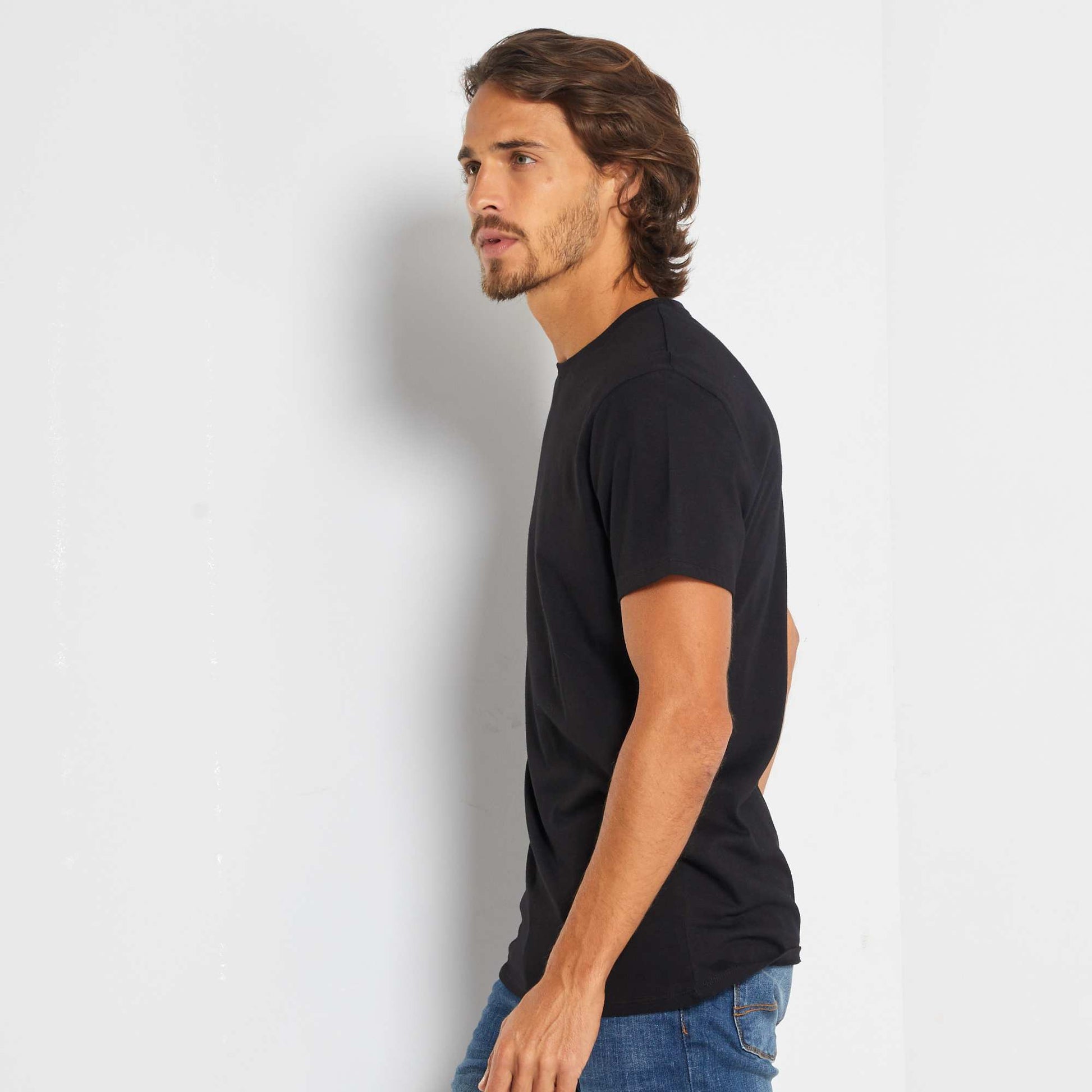 Plain jersey straight T-shirt
