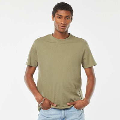 Plain jersey straight T-shirt GREEN