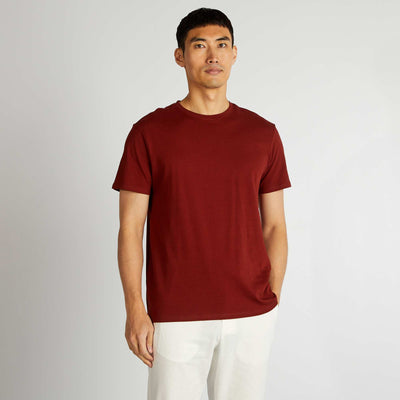 Plain jersey straight T-shirt RED