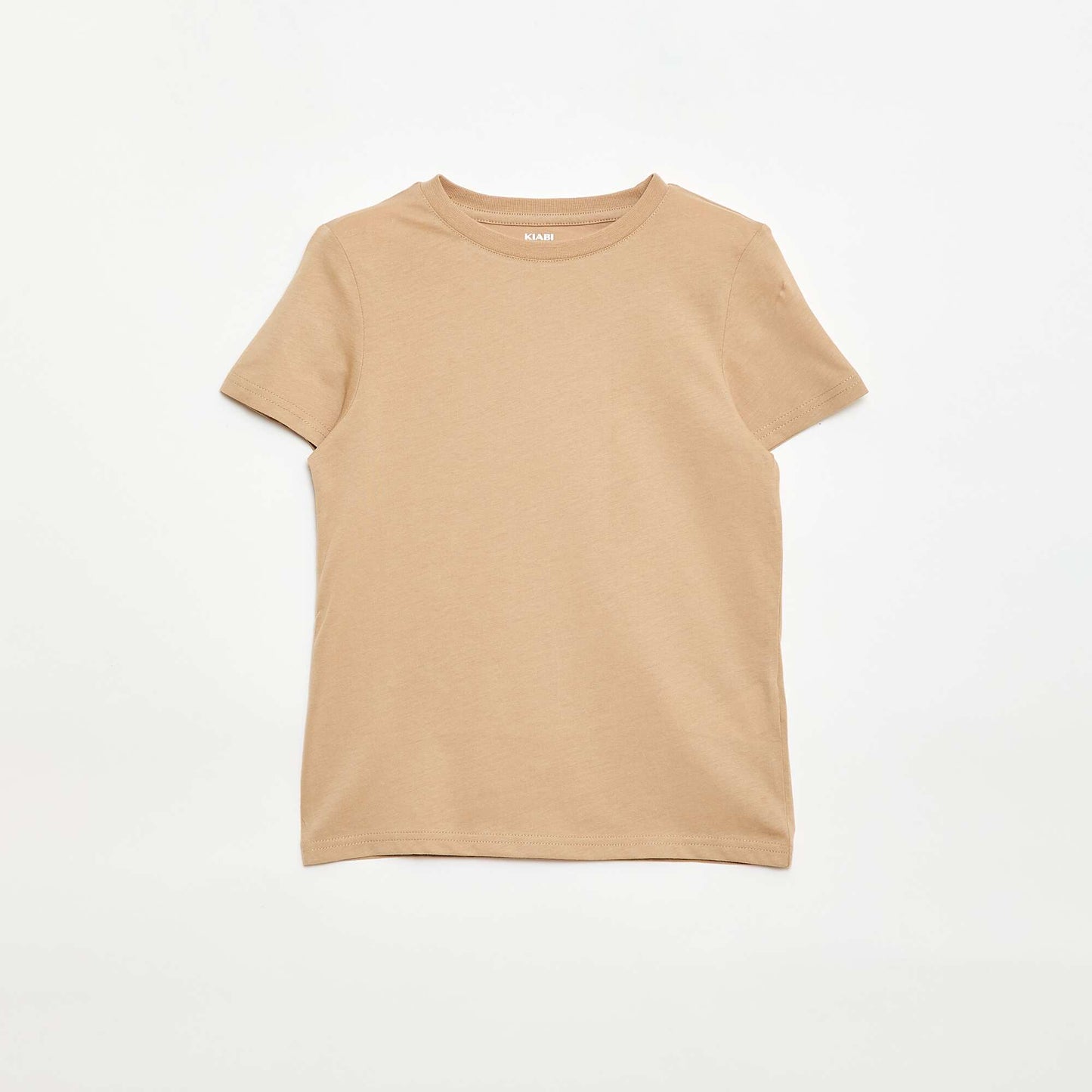 Basic plain jersey T-shirt BEIGE