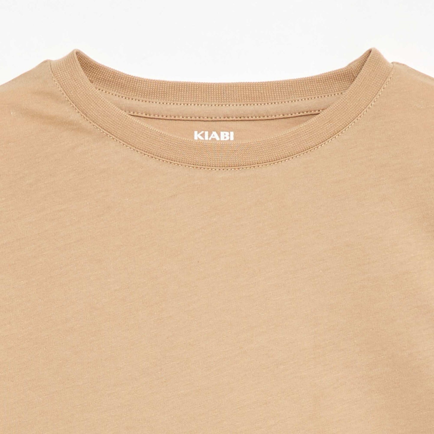 Basic plain jersey T-shirt BEIGE