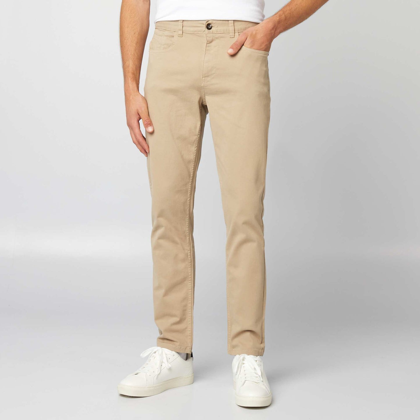 Slim Fit 5-Pocket Chinos - L32 BEIGE