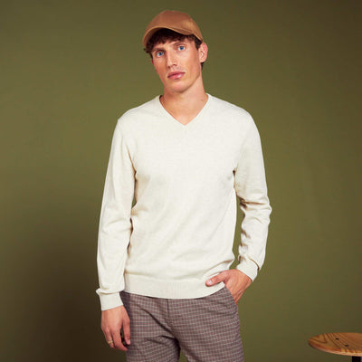 Plain knit basic sweater BEIGE
