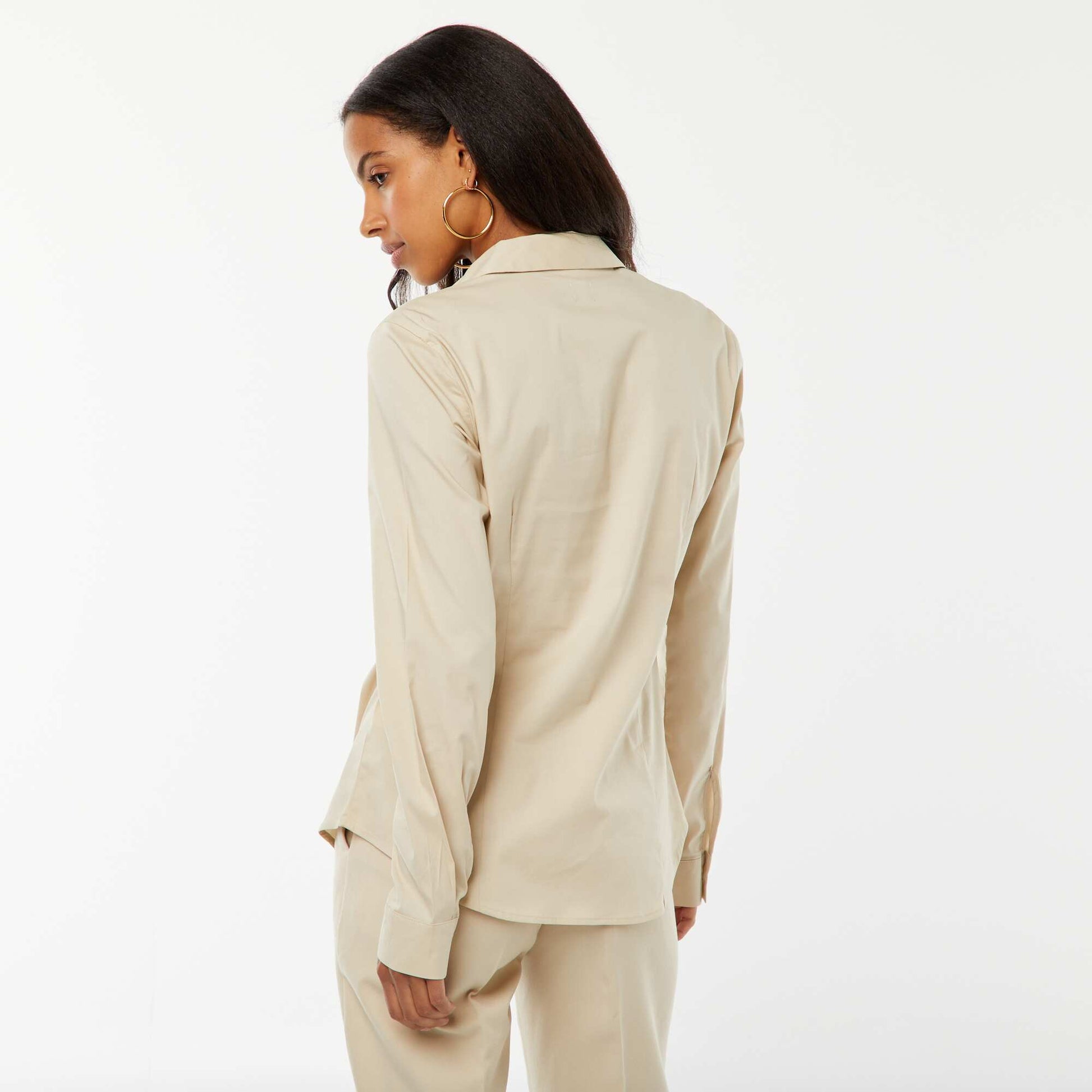 Fitted Italian Collar Shirt BEIGE