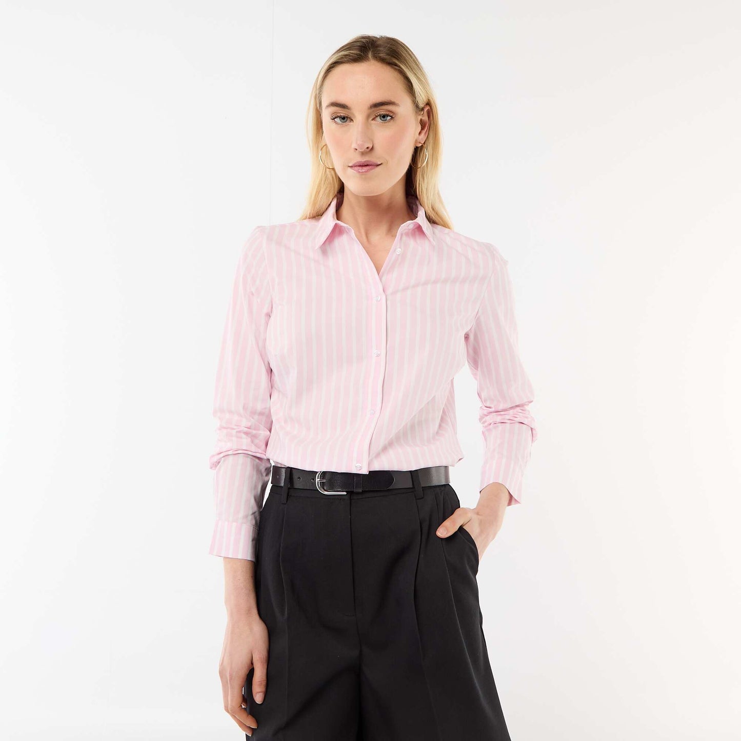 Fitted shirt with cutaway collar PINK