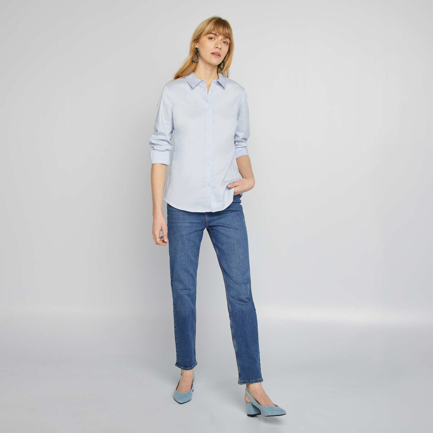 Fitted shirt with cutaway collar BLUE