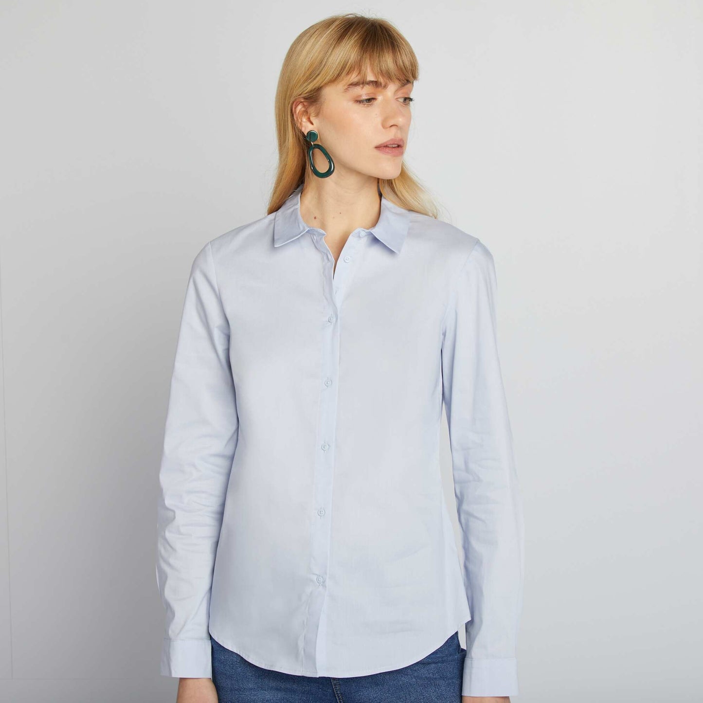 Fitted shirt with cutaway collar BLUE