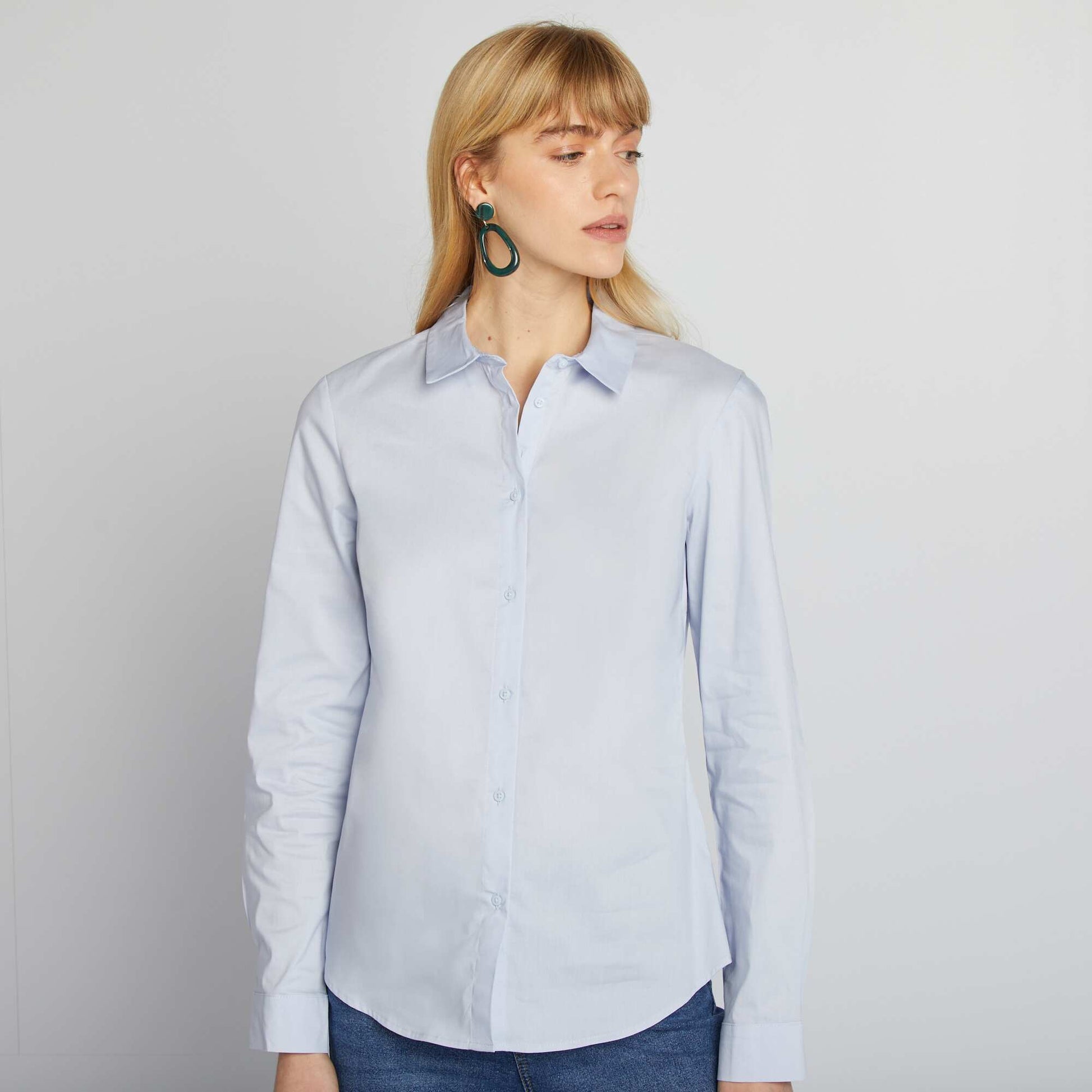 Fitted shirt with cutaway collar BLUE