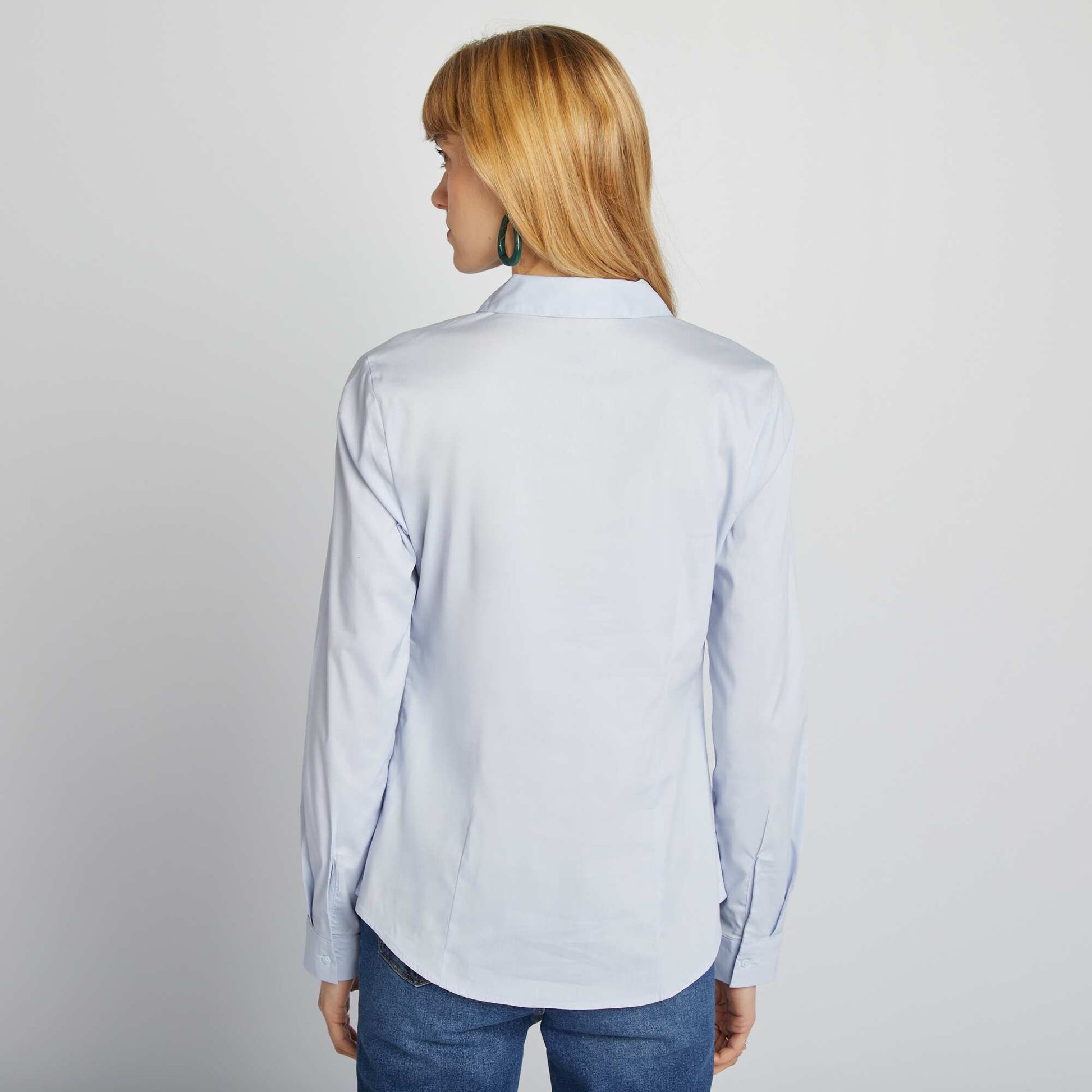 Fitted shirt with cutaway collar BLUE